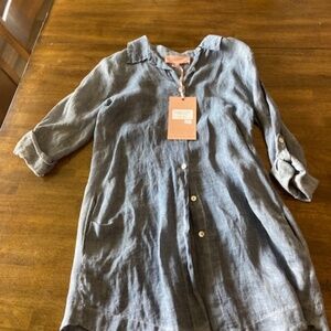Beautiful blue Italian linen top/dress/tunic can be worn alone or over others